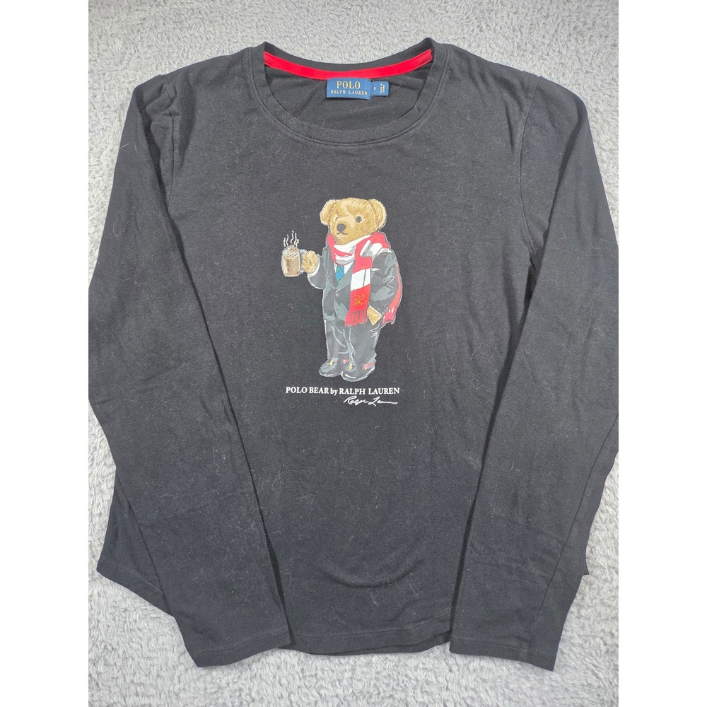 Polo Ralph Lauren Polo Bear Tee S Black Womens Long Sleeve Graphic T-Shirt